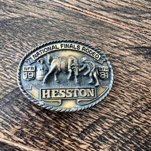 Hesston 1981 National Finals Rodeo NFR Belt Buckle Vintage Seventh Edition Brass